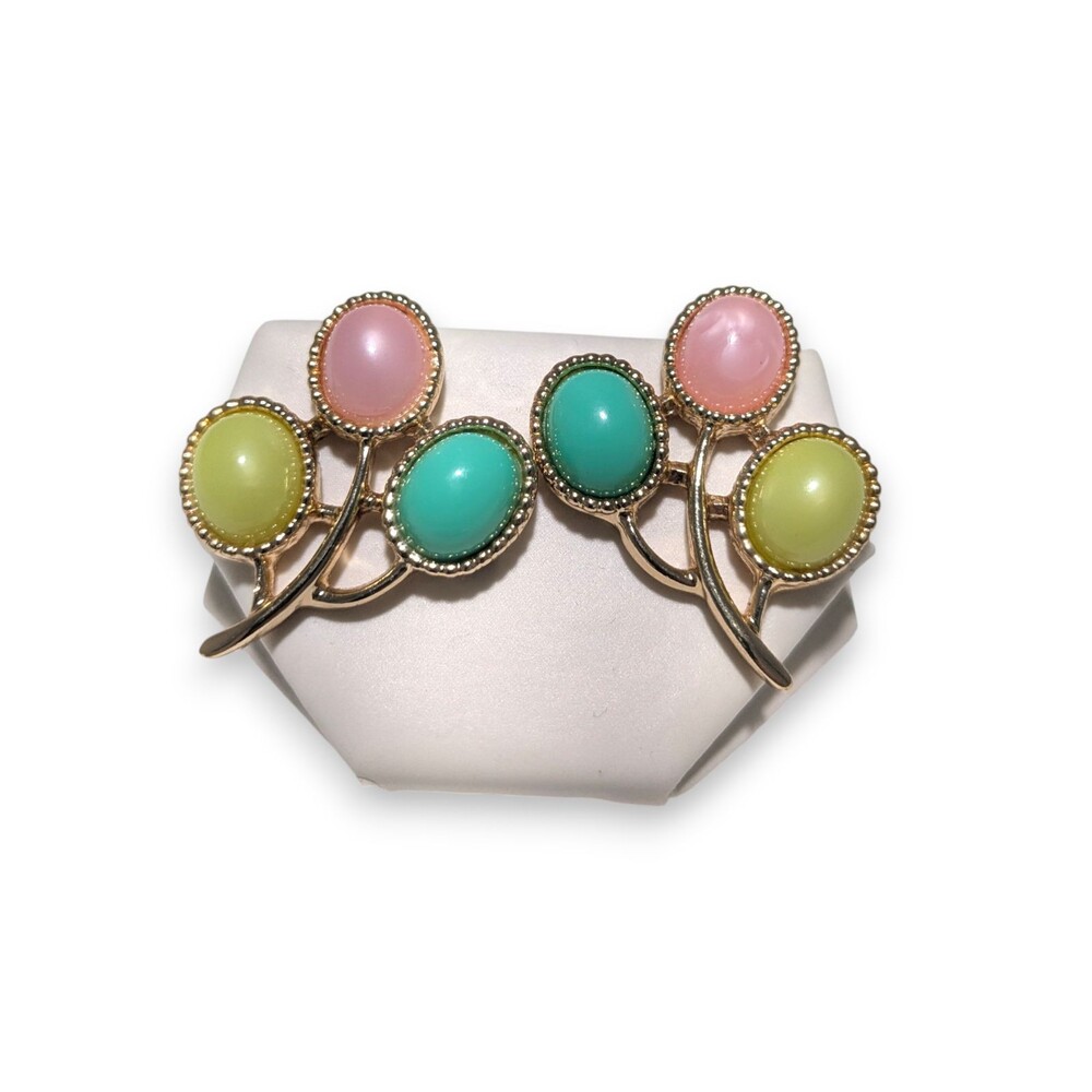 Vintage‎ Sarah Coventry Candy Land Pastel Clip On Earrings Multicolor Spring